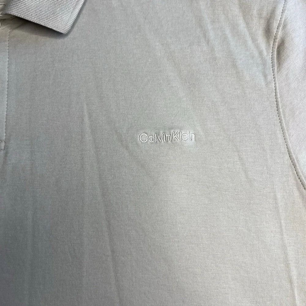 Calvin Klein Polo Shirt Mens XL Khaki Liquid Touch Short Sleeve‎ Casual Stretch